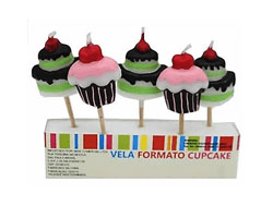 Vela De Aniversario No Palito Cupcake - 5 Unidades