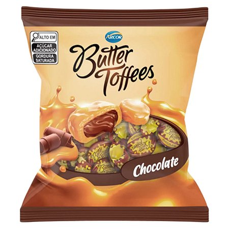 Bala Butter Toffees Sabor Caramelos de Chocolate - 500 gramas