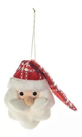 Enfeite Natal para Pendurar Cabeça Papai Noel C/gorro - 30cm