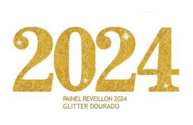 Painel Reveillon de EVA 2024 de Glitter Dourado