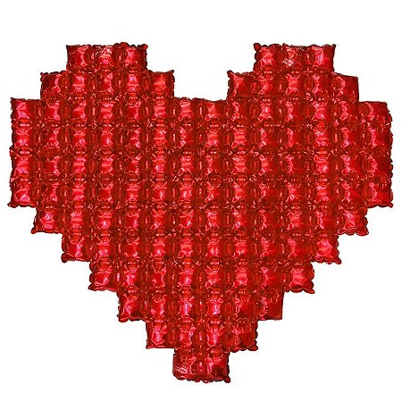Painel Balão Metalizado Coração Vermelho Festa - 106X85cm