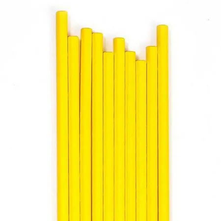 Canudo de Papel Liso Amarelo - 25 unidades