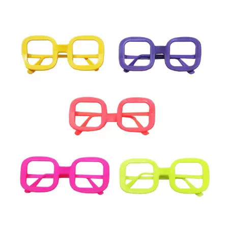 Óculos Quadrado Colorido Sem Lentes - 10 Unidades
