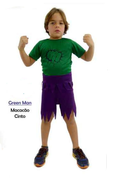 Fantasia Infantil Super Heroi Green Man - Tamanho G