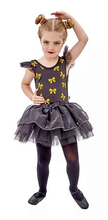Fantasia Infantil Bailarina Dourada Cisne Negro - Tamanho PP