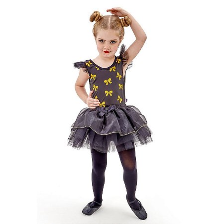 Fantasia Infantil Bailarina Dourada Cisne Negro - Tamanho P