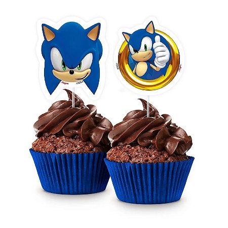 Picks Para Doces Festa Sonic 12cm - 8 Unidades