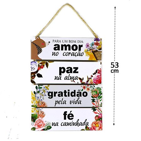 Placa Decorativa Madeira - Amor No Coração - 54x30cm