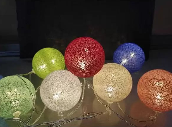 Cordão Luminoso Esfera Bola Colorida 10 Leds