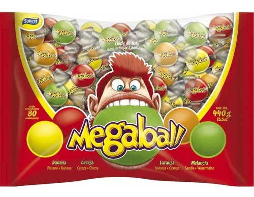 Chiclete Megaball Frutas Sortidas - Pacote 80 Unidades - 440G