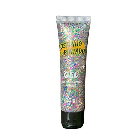 Bisnaga Gel p/ Cabelo Corpo e Rosto Confete Glitter 30 gr
