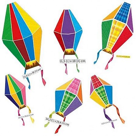Kit Painel Balões com Fitas Festa Junina - 6 Unidades
