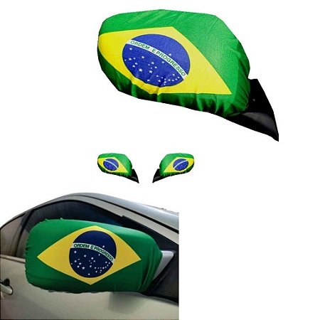 Kit Capa Retrovisor Bandeira Brasil Pano Patria Copa Torcida - 1 Par