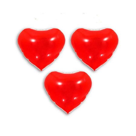 Balão de Festa Metalizado 5,5' Polegadas (14cm) - Coração vermelho - 3 unidades
