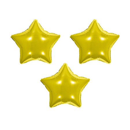 Balão de Festa Metalizado 5,5' Polegadas (14cm) - Estrela Dourado - 3 unidades