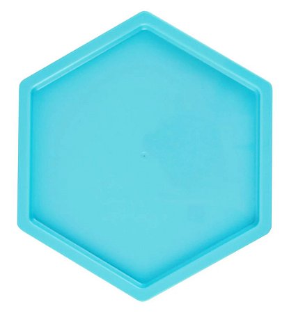 Bandeja Sextavada - Cor Azul Claro - 18x18cm