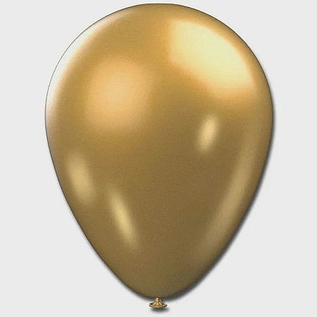 Balão Bexiga Dourado Cintilante - Tamanho 9 Polegadas (23cm) - 25 Unidades