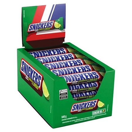 Snickers Chocolate Snickers Mousse de Limão - Caixa com 20 Unidades de 42g cada - 840g