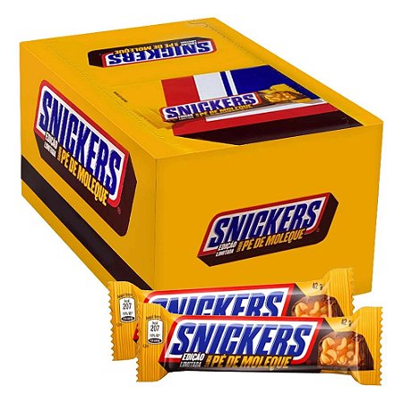 Snickers Chocolate Snickers Pé de Moleque - Caixa com 20 Unidades de 42g cada - 840g