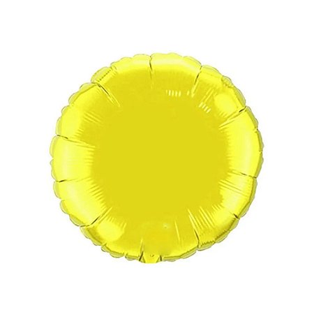 Balão Metalizado Redondo  Amarelo - 50cm - Flutua Com Gás Hélio