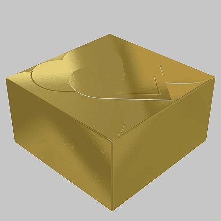 Caixa Coracao p/4 Doces Dourado 6,5x6,5cm - 1 unidade