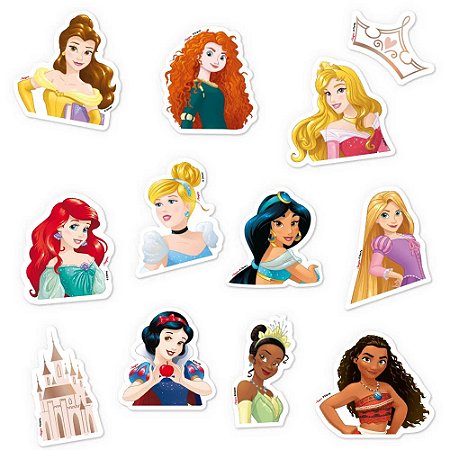 Mini Personagens Decorativos Princesas Disney 8x6cm - 12 Unidades