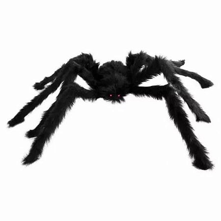 Aranha Peluda Realista 60cm X 18cm Preta Decoração Halloween