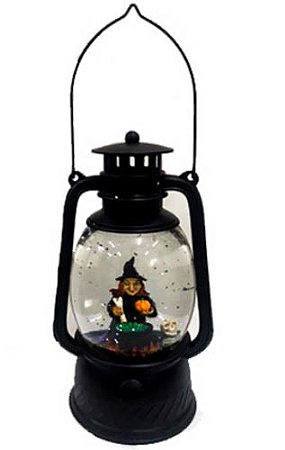 Decorativo Lampião Luminoso Led Bruxa Fazendo Sopa - 25cm