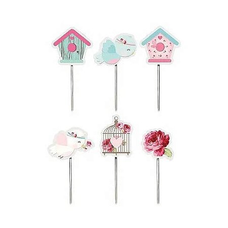 Pick Decorativo Jardim Encantado 10cm - 12 unidades