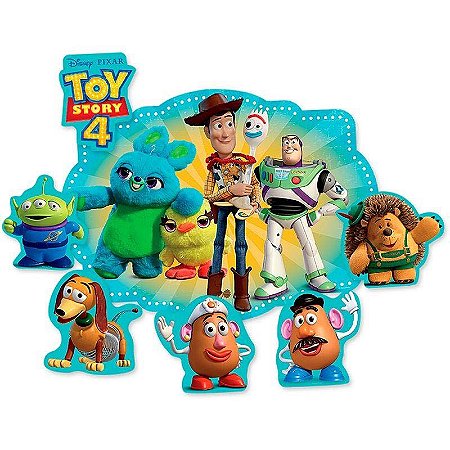 Kit Decorativo Cartonado Festa Toy Story - Sendo 01 folha poster e 01 folha com várias peças destacáveis