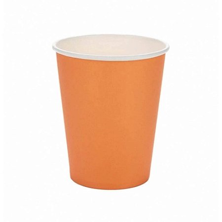 Copo de Papel Liso Laranja 250ml - 10 Unidades