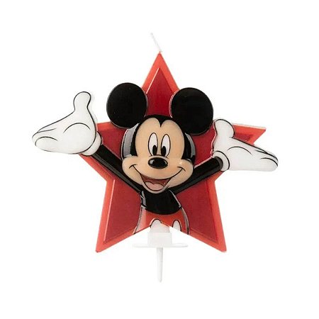 Vela Plana de Aniversário Festa Mickey 3D Star - 10cm