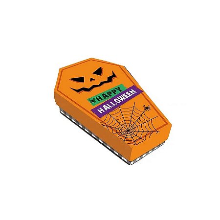 Caixa Em Formato Caixão Happy Halloween - 15cmx10cmx3cm - 1 Unidade