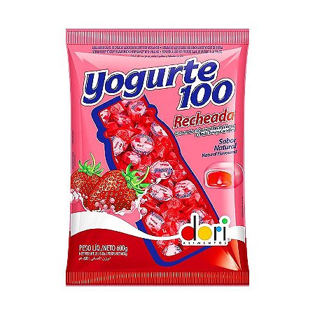 Bala Yogurte100 Recheada - Pacote 600g - 120 Unidades