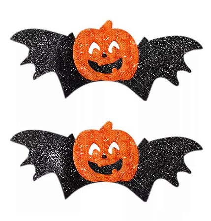 1 Par Presilhas Halloween Acessórios Luxo Abóbora