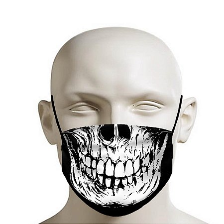 Meia Máscara Facial de Boca Lavável Halloween - Modelo Variados - 1 Unidade