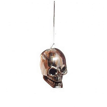 Caveira Prata Decorativa P/ Pendurar Halloween- 4 Unidades