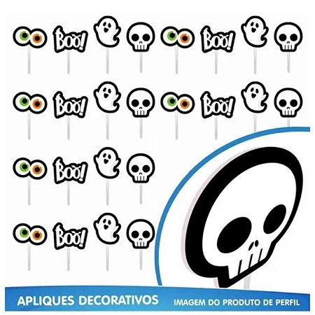 Palito Pick Decorativo Monstros Festa Halloween - 12 Unidades