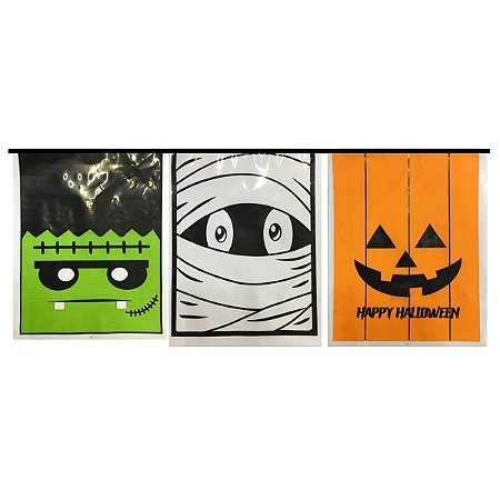 Faixa Halloween Decorativa Varal com Bandeirinhas Coloridas - 6 Metros