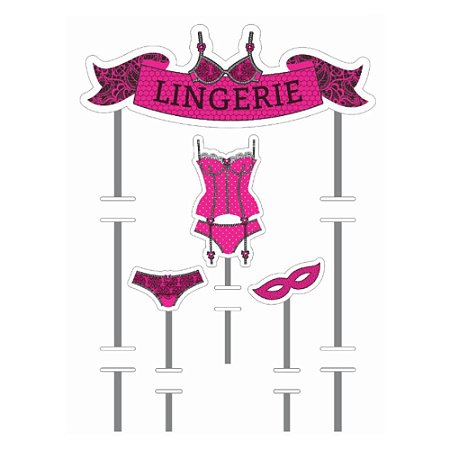 Topo de Bolo Chá de Lingerie - 4 Peças