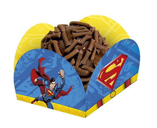 Porta Forminha Para Doces Festa Superman 3,5x3,5cm - 40 Unidades