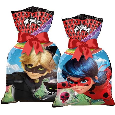 Sacola de Festa para Lembrancinhas Miraculous Ladybug- 8 unidades