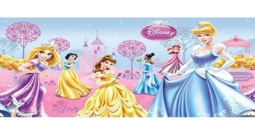 Toalha Plástica de Mesa Principal Festa Princesas Disney - 1,80X1,18 Metros