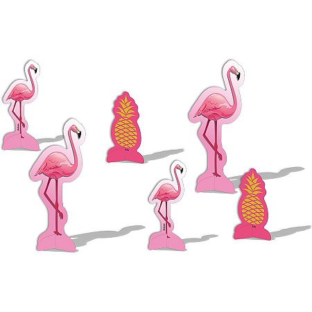 Decoração de Mesa Flamingo - 8 unidades