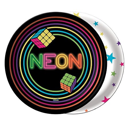 Prato de Festa Neon - 8 unidades