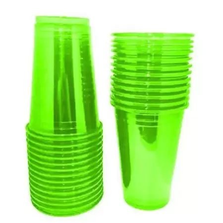 Copo Descartável Verde Neon (Brilham na Luz Negra) - 300 ml - 50 unidades