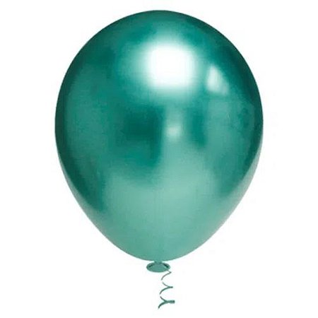 Balão Platinado Cromado Verde 9 Polegadas (23cm) - 25 unidades