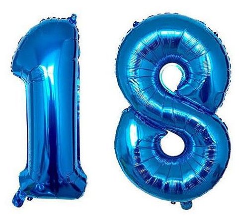 Balão Metalizado Azul Número - 1 metro - Alegra Festa - Artigos para Festas