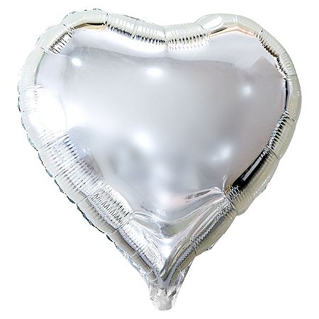 Balão Metalizado Coração Prata - 50 centímetros