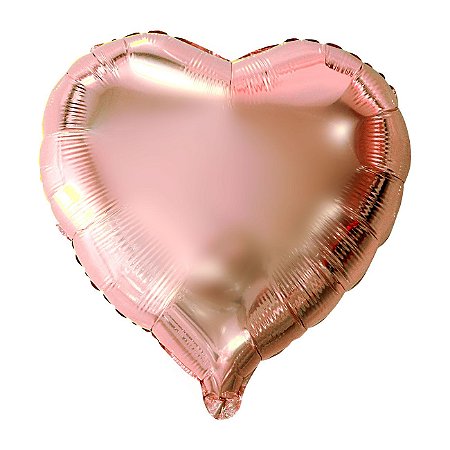 Balão Metalizado Coração Rose - 20 Polegadas (50cm) - Flutua Gás Hélio